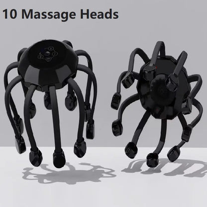 Orange Octopus Head Massager, 10/20 Independent Massage Heads, Wireless Vibration Scalp Scratcher for Daily Relaxation